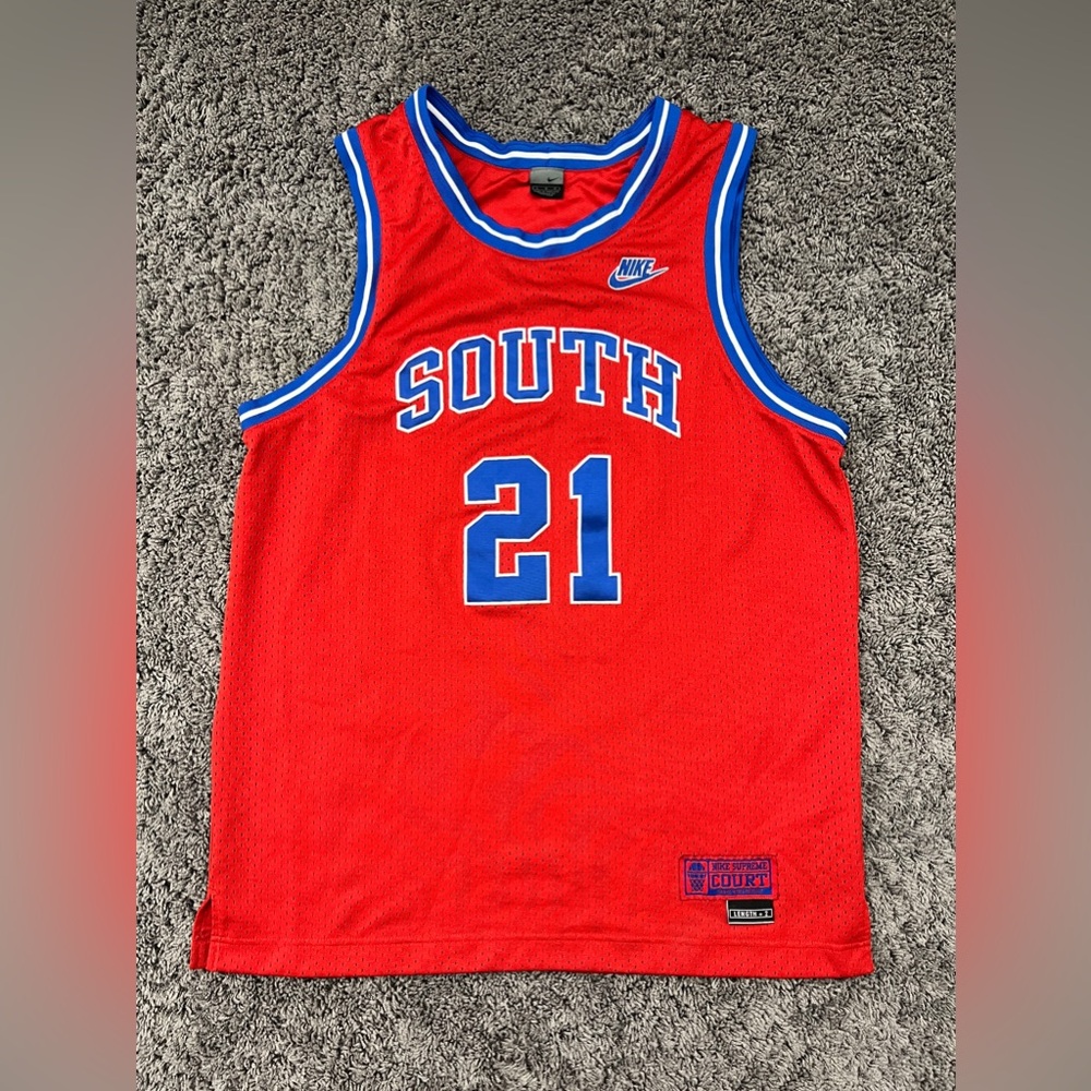 Nike Basketball Supreme Court South Team Red Jersey Mens Size Large Length +2